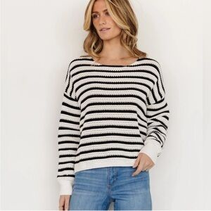 Baltic Born Black and White Crew Neck Sweater